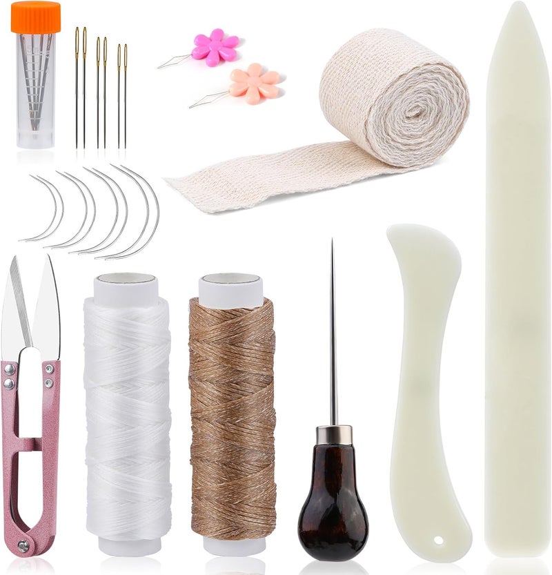 JUPEAN Book Binding Kits 24 Pcs Bookbinding kit Bookbinding Supplies with Bone Folders Tool Binding Ribbon Waxed Thread for Beginners - Image 1